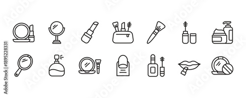 Beauty Makeup Icon Set. Vector Graphic Illustration.