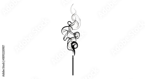 Smoking Incense Stick with Rising Smoke.