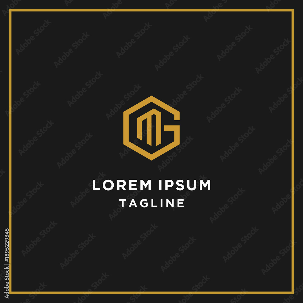 Obraz premium gm or mg hexagon logo
