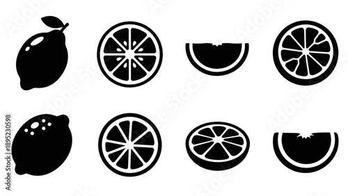 Silhouette citrus collection: lemon and orange slice illustrations for creative designs