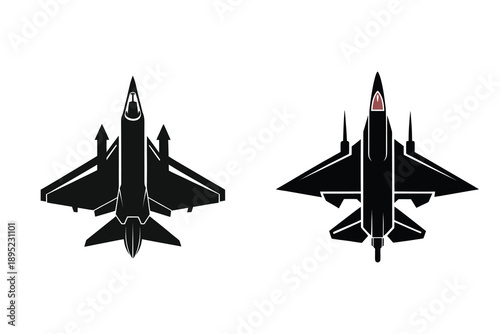 Fighter Jet Military Plane Silhouette Icon Vector Illustration Design