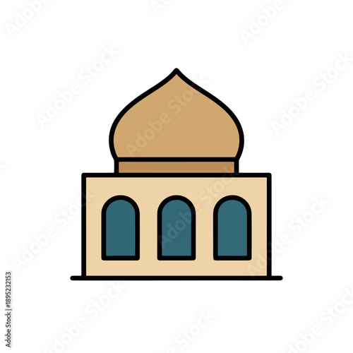 Simple Mosque Dome Architectural Element Icon