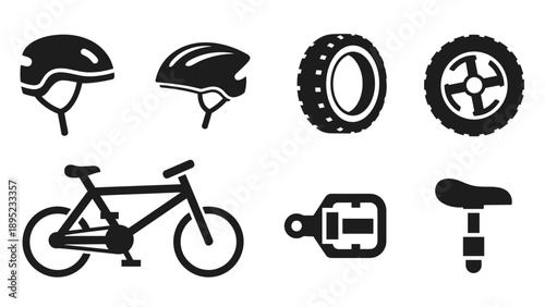 Minimalist bicycle and gear icons for modern design projects