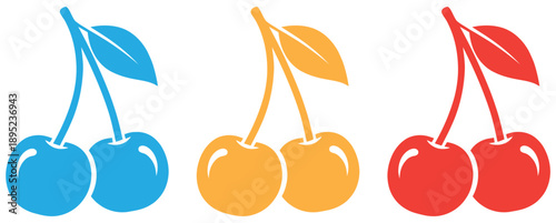 Black and white cherry icon vector illustration showcasing fresh fruit and summer harvest with minimalist style perfect for designs .  