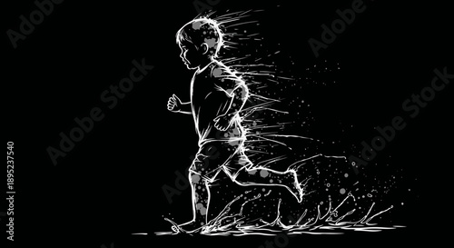 Dynamic silhouette of a runner in motion Vector