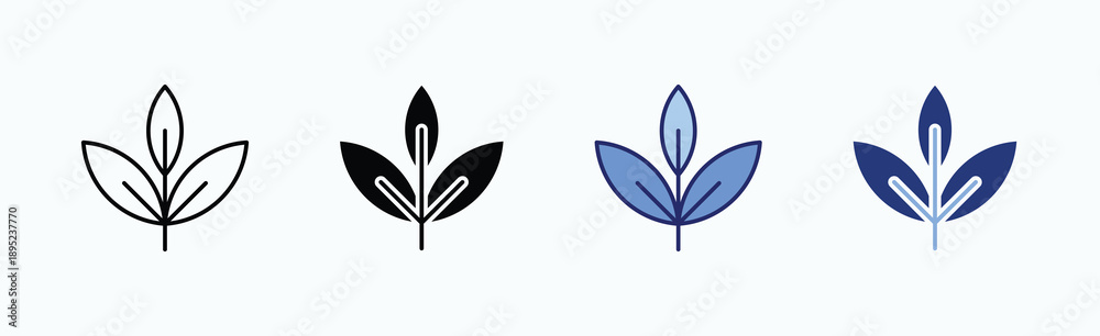 Fototapeta premium Leaf Icon Sheet Multiple Style Collection Isolated Vector