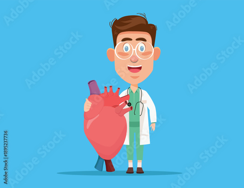 Heart And Doctor Character Concept Vector Illustrator
