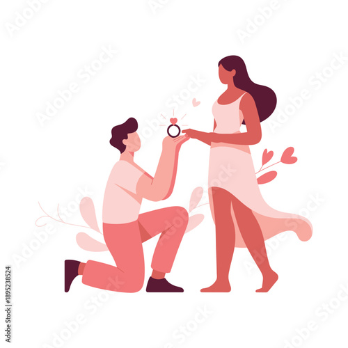 Man Proposing with Ring to Woman in Pink Dress proposal