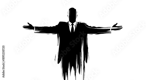 Silhouetted businessman with outstretched arms Vector