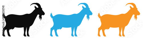 Goat icon vector illustration. Silhouette goat icon for livestock, food, animal and eid al adha event. Graphic resource for qurban design in islam and muslim culture .