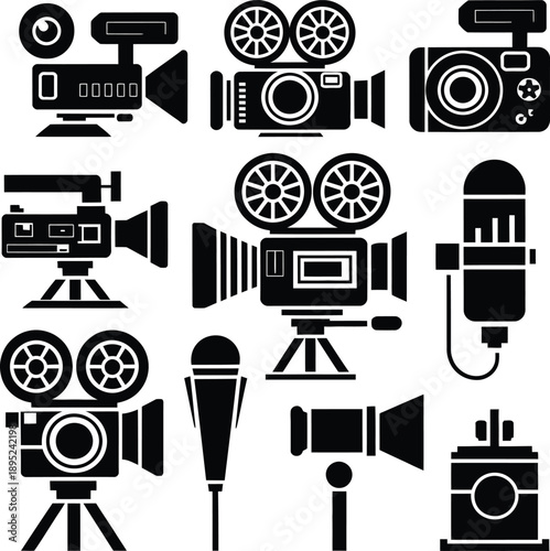 Camera and Film Equipment Icon Set, Vector illustration