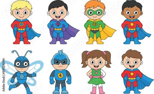Super Kids Cartoon Icon Pack  Masked Heroes, Capes & Heroic Poses