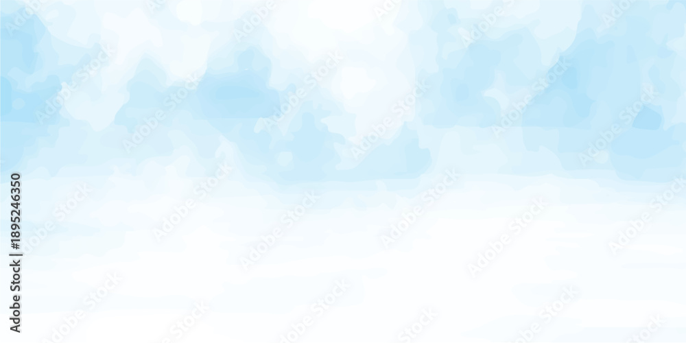 Obraz premium Abstract blue watercolor sky with soft white clouds and bright sunlight creating a calm and airy background