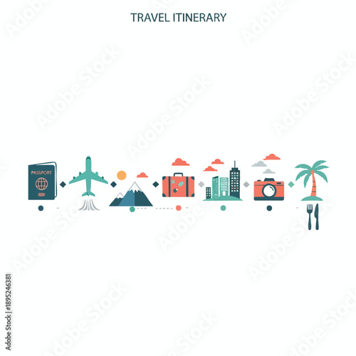 Travel Destination Icons Set for Vacation Planning and Tourism Advertising