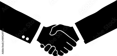Successful handshake silhouette isolated on white background minimalist business partnership and deal agreement illustration