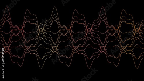 Abstract Sound Waveform Animation: Colorful Lines on Black Background, Looping
