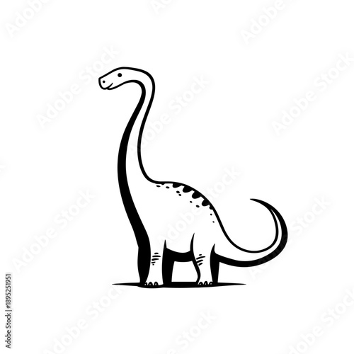 Apatosaurus. Apatosaurus simple black and white line art vector logo