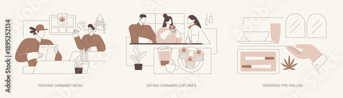 Visiting cannabis cafe isolated cartoon vector illustrations se