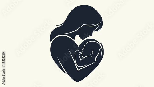Mother Holding Baby in Heart Shape.