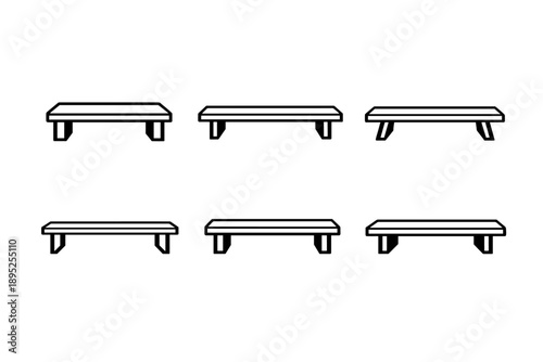 Furniture icon set. Containing table, bench, shelf, cabinet, desk, chair, stool, bench, rack, drawer, furniture, home, design, item, indoor, wood,