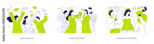 Graduation isolated cartoon vector illustrations se