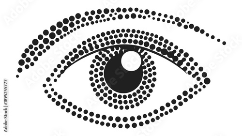 Abstract dotted eye graphic symbolizing vision and perception with a unique pattern