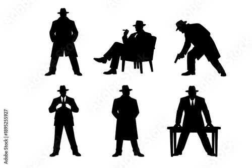 Characters and roles icon set. Featuring detective, villain, hero, spy, assistant, and more.