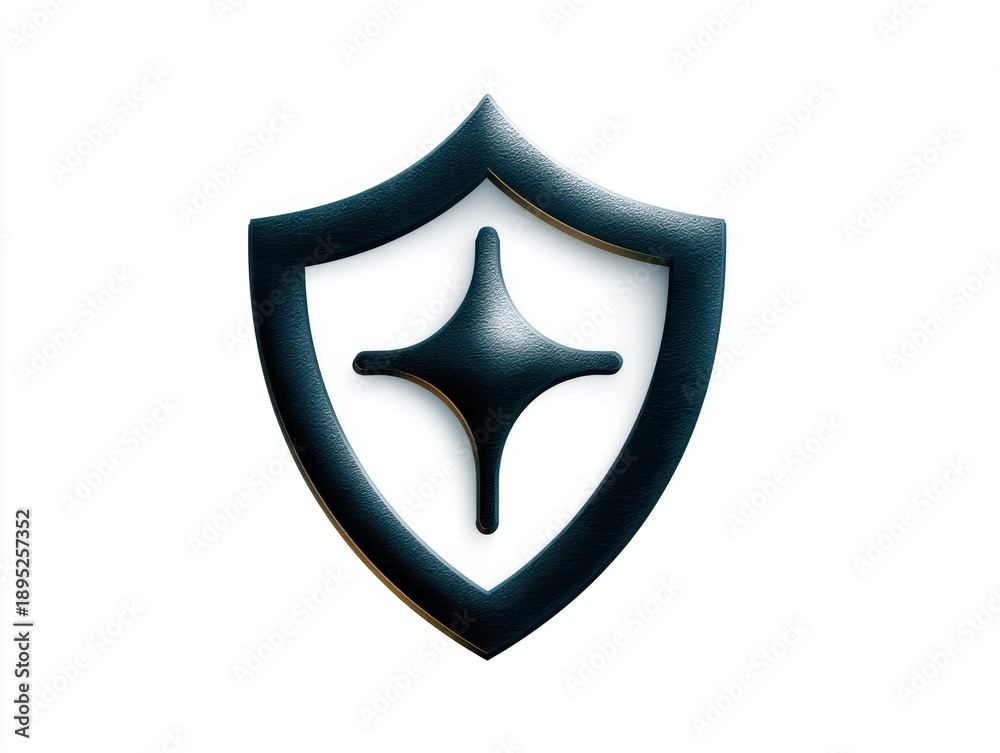 Fototapeta premium Black shield with gold star emblem iconic black shield featuring a prominent gold star symbolizing strength and prestige