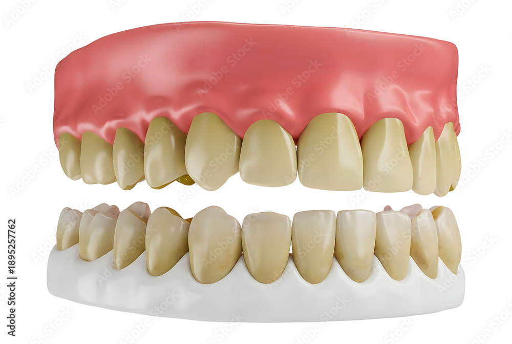 Obraz premium Dental denture model with upper and lower teeth on a black background