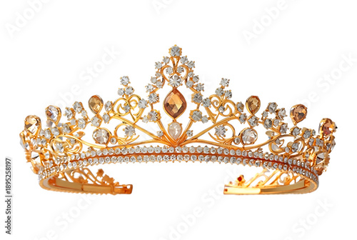 A gold and jewel encrusted tiara on a black background a royal crown adorned with precious stones and diamonds fit for a queen or queen consort
