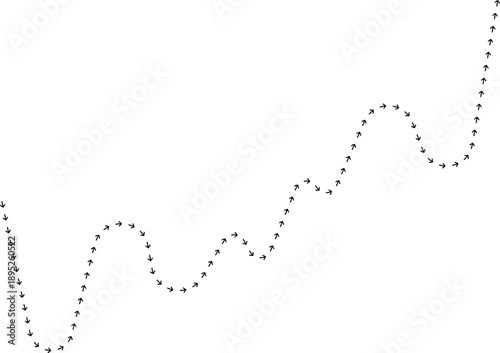 Arrow path line chart indicating upward progression through a curve.