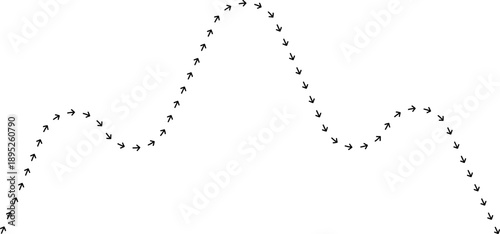 Arrow path line chart forming head and shoulders structure.