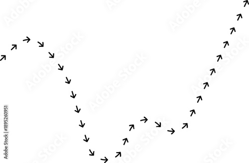 Arrow path line chart depicting rising step progression.