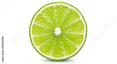 Fresh lime slice isolated on a clean white background