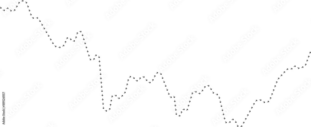 Fototapeta premium Arrow path line chart representing stock data through curves.