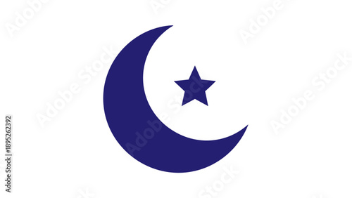 Crescent Moon with Star Symbol Icon.