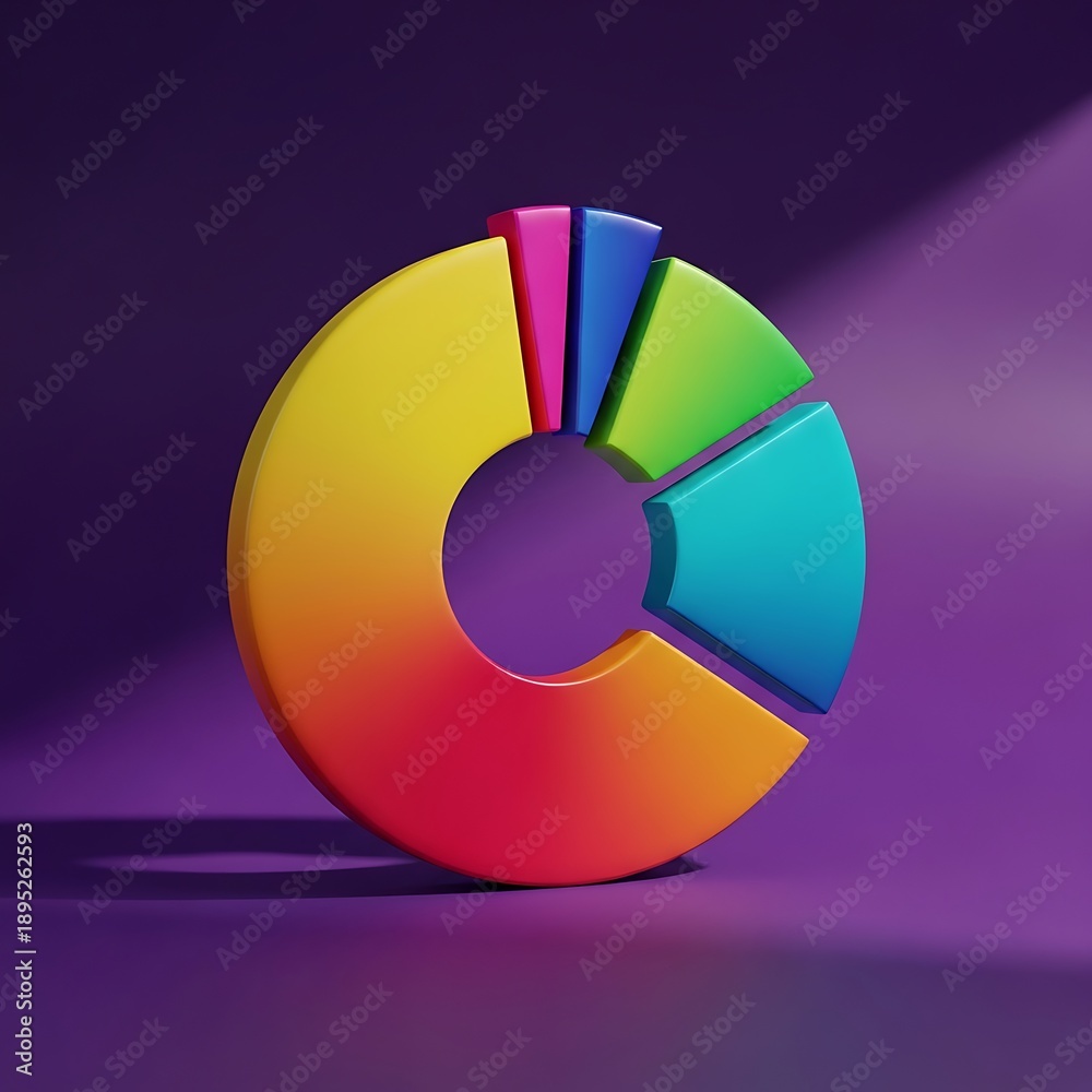Obraz premium Colorful Pie Chart Illustration for Data Analysis and Presentation.