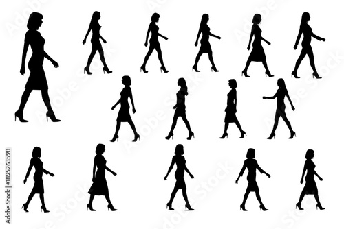 Woman Walking in High Heels Silhouette – Elegant Female Fashion Pose Vector