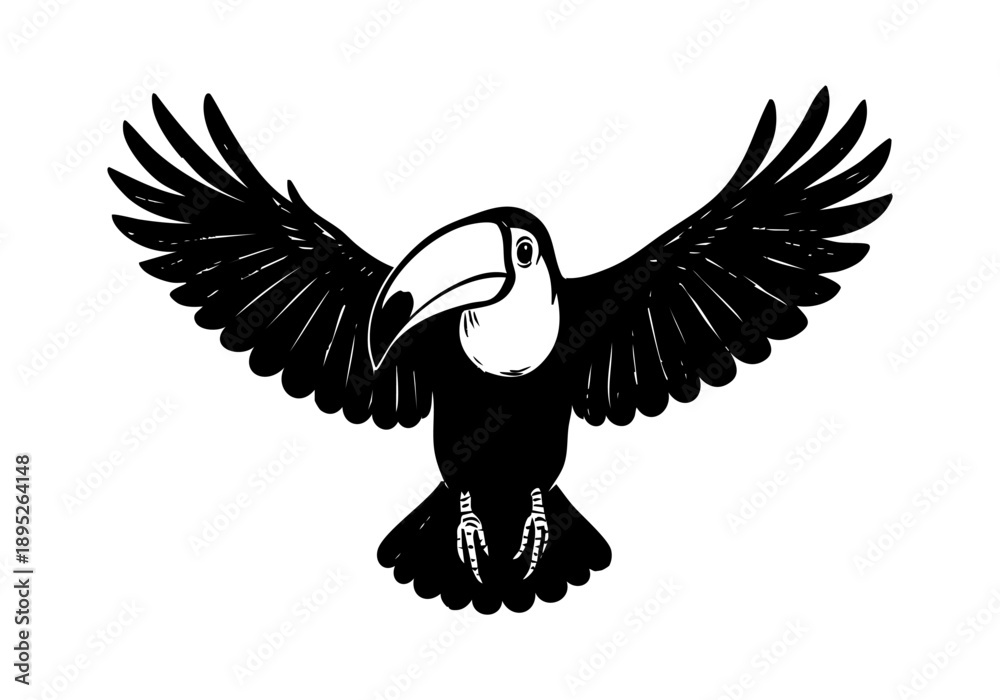 Obraz premium Toucan hand drawn simple sketch vector illustration