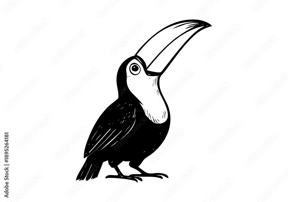 Naklejka premium Toucan hand drawn simple sketch vector illustration
