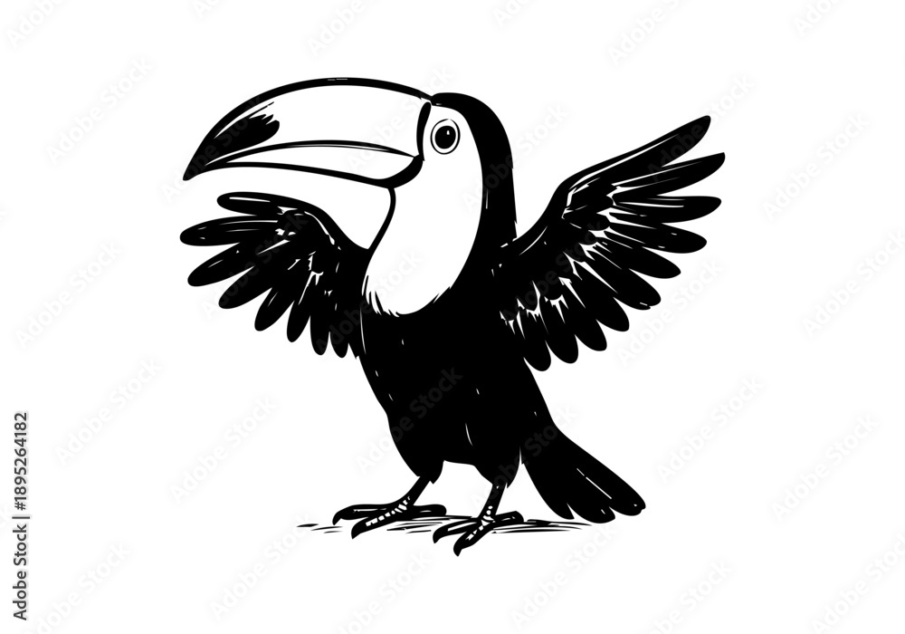 Obraz premium Toucan hand drawn simple sketch vector illustration