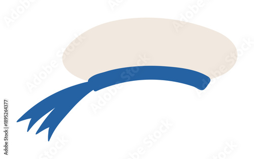 Sailor hat, cap isolated isolated on transparent background. Hand drawn flat vector illustration. Kids nautical design clip art, accessory, naval uniform, clothes element