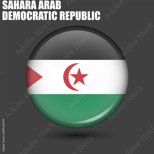 Free Download The national flag of the Sahrawi Arab Democratic Republic is round.Vector.Round 3d flag icon with high detail.Spherical illustration of the flag. - GFXLoad