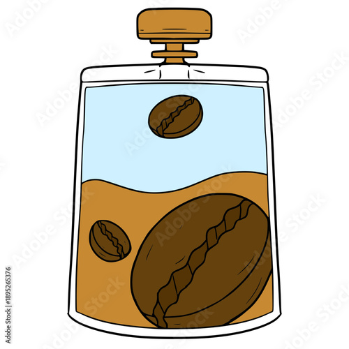 coffee drink pouch illustration hand drawn isolated vector