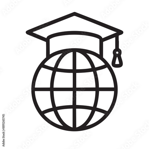 icon of a graduation cap on top of a globe