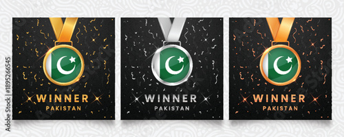 Foto Pakistan Winner Set: Gold, Silver, Bronze Medals for Victory & Achievement