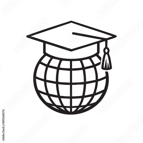 Graduation cap on a globe symbolizing global education and learning  worldwide academic achievement