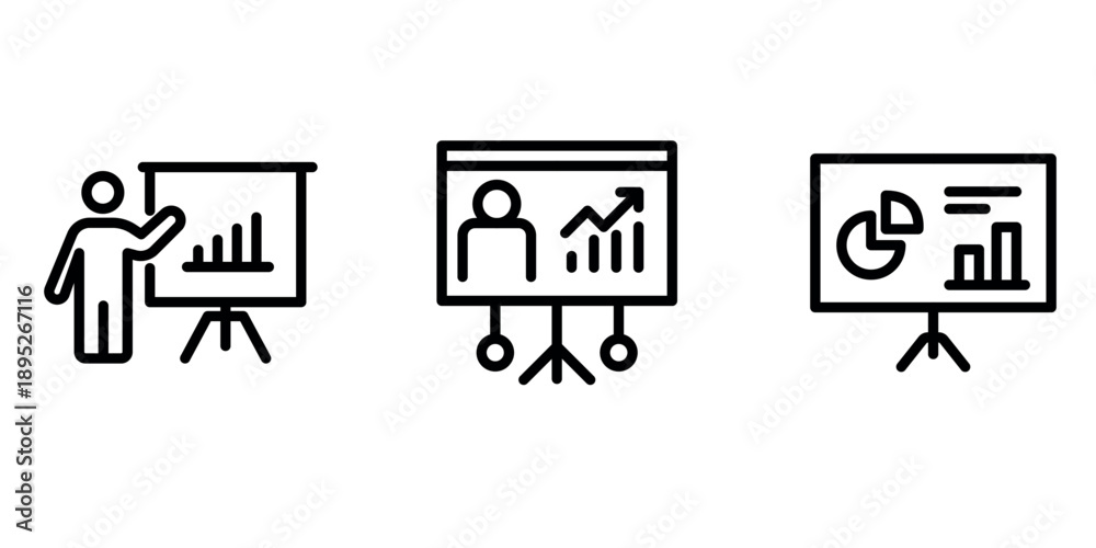 Fototapeta premium presentation outline or line icon design bundle.
