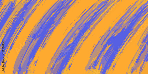 Abstract background with bold blue brushstrokes over a vibrant orange field