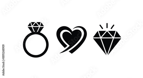 Engagement ring and diamond symbolizing love